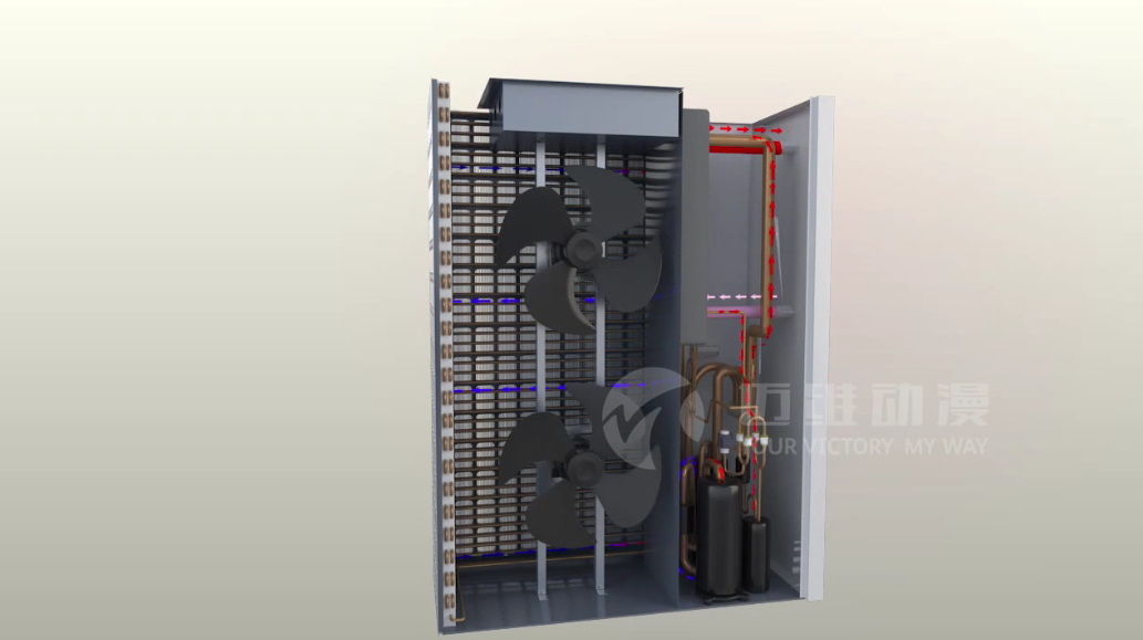 空氣能采暖設(shè)備系統(tǒng)原理三維動(dòng)畫(huà)
